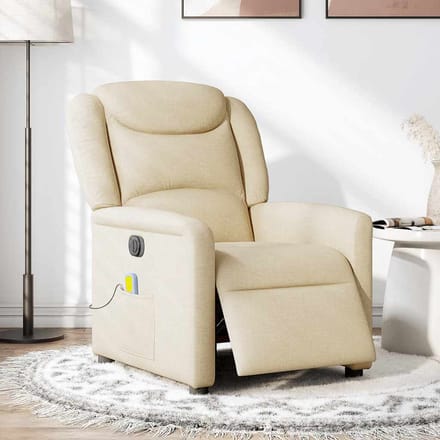 vidaXL - Massagestoel - elektrisch - verstelbaar - stof - crèmekleurig