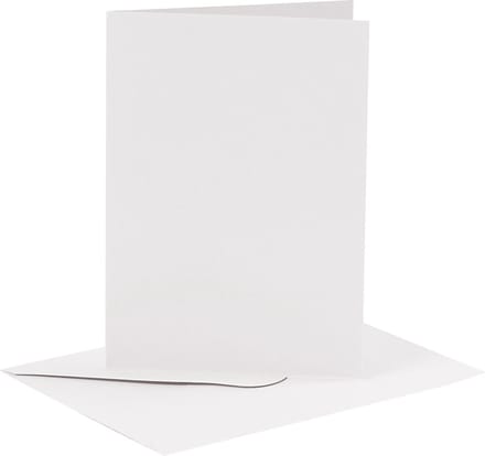 Kaarten en enveloppen, afmeting kaart 10,5x15 cm 110+230 gr, wit, 6 set