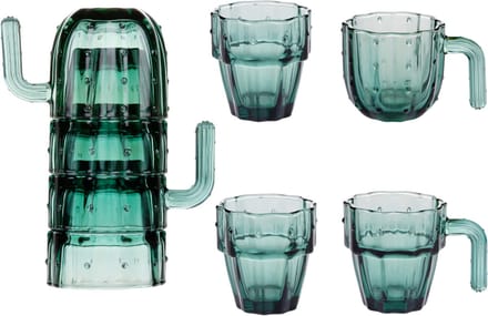 Alpina Cactusvormige drinkglazen - stapelbaar - 240 ml - set van 4 - groen