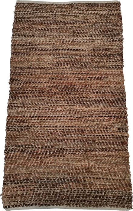 Rocaflor - Vloerkleed - 80x140cm - jute - gerecycled leer aardetinten - geweven
