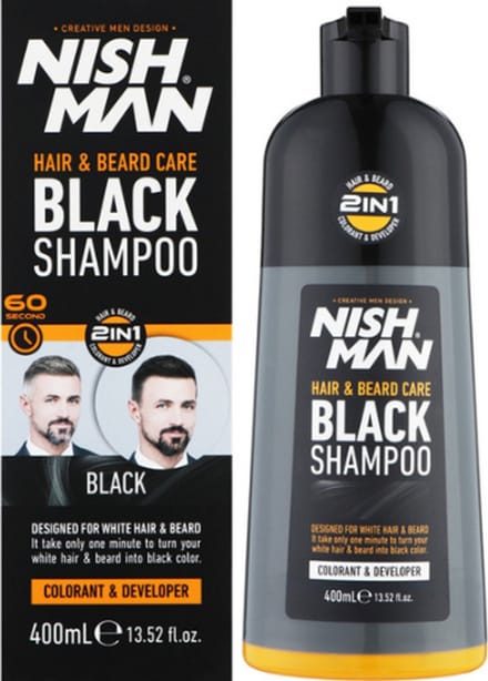 Nish Man Hair & Beard Care Black Shampoo - 400ml