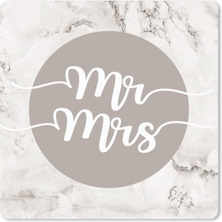 Muismat 20x20 cm - Mousepad Mr Mrs - Spreuken - Quotes - Trouwen - Muismatten