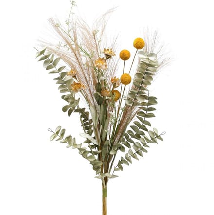Kunstbloemen Craspedia decoratieve bos Eucalyptus Vedergras 55cm