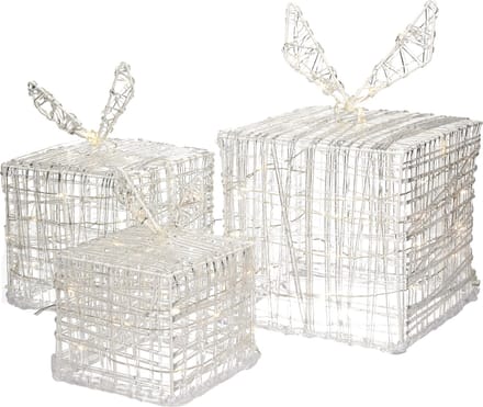 Nampook - 3 Geschenkdozen met kerstverlichting - 90 LEDs en timer