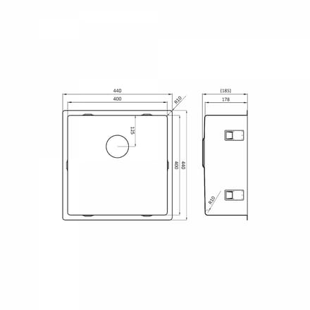 Lorreine Superplug series spoelbak 40x40cm RVS 40SP