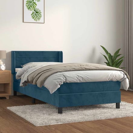 vidaXL - Boxspring - met - matras - fluweel - donkerblauw - 100x200 - cm