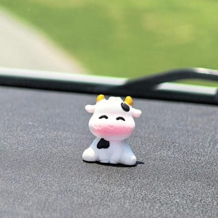 2-delig Schattige Koe Auto Interieur Decoratie Ornament, Auto Middenconsole Scherm Ornament, Auto Decoratie 2PC white
