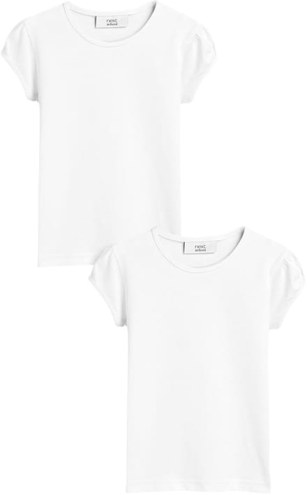 Next - Meisjes - 2 -pack T-shirts met pofmouwen - Wit
