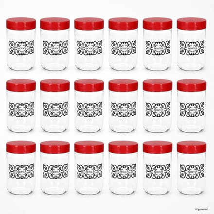 18-delige set bewaarglas IDA met kunststof deksel rood – 24869