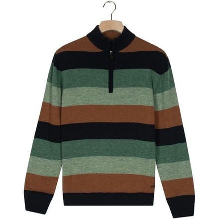 Baileys Trui Lambswool Multistripe Half Zip Dark Forest / male