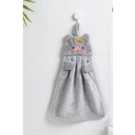 1 serviette de toilette à suspendre, absorbante et anti-chute de poils gris