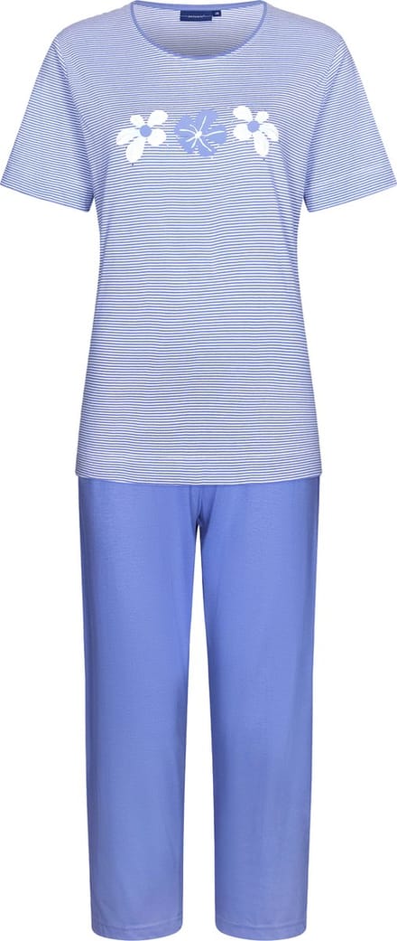 Pastunette - Blossoms - Dames Pyjamaset - Blauw - Organisch Katoen - Maat 50