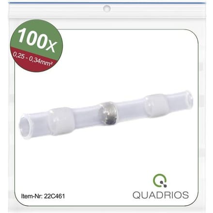 Quadrios 22C461 Stootverbinder Met krimpkous 0.25 mm² 0.34 mm² Volledig geïsoleerd Wit 1 set(s)