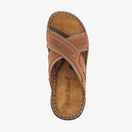 Van Beers leren slippers heren bruin - Maat 40
