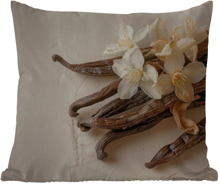 Tuinkussen - Vanille - Bloemen - Beige - 40x40 cm - Weerbestendig
