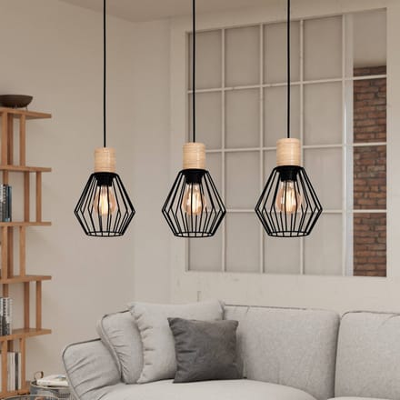 EGLO Palmorla - Hanglamp - E27 - 76 cm - Zwart/Bruin