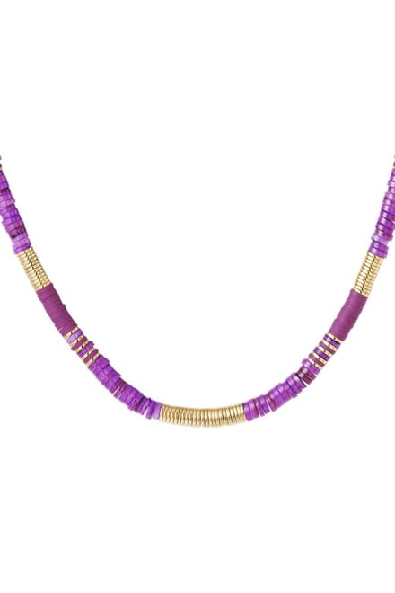 Ketting verschillende kralen Paars polymer clay