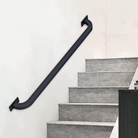 Trapleuning Set - Handgreep Metaal - Veilig Trap Lopen - Smeedijzer Duurzaam - 150cm Lengte - Zwart