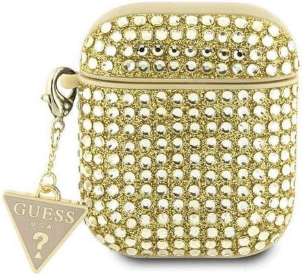 Guess Rhinestones Triangle Logo Airpods Case - Apple Airpods 1 & 2 - Goud
