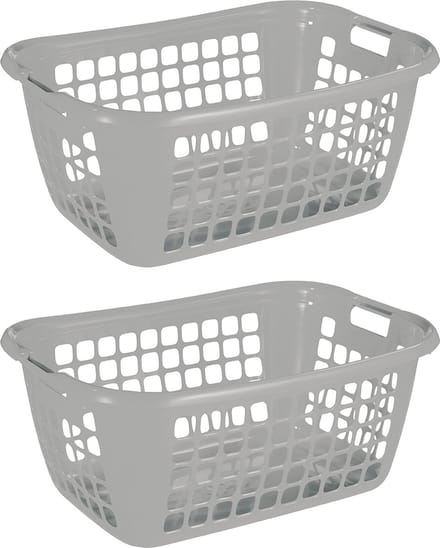 Sunware - Basic wasmand 65cm laag grijs - Set van 2