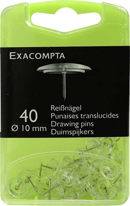 Exacompta Doos met 40 duimspijkers - punthoogte 7mm - 10mm diameter - Kristal doorschijnend - 14032E
