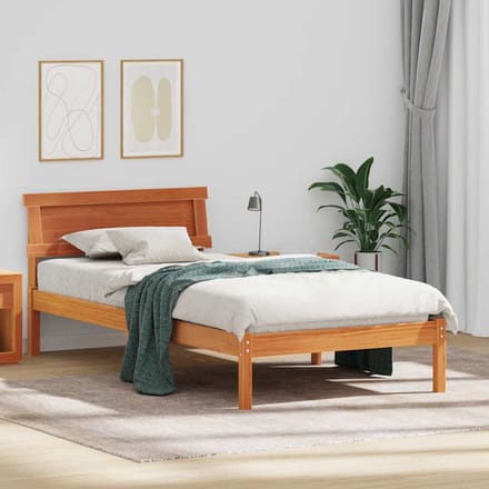 vidaXL - Bedframe - met - hoofdeinde - Wasbruin - 80 - x - 200 - cm - Massief - grenenhout