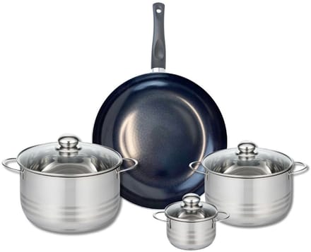 Set van 1 Koekenpan 32 cm en 3 kookpotten 12, 20 en 24 cm Elo Prima Brillant