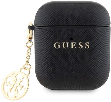 Guess Airpods - Airpods 2 Case - Saffiano - Circle Charm - Zwart