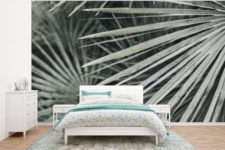 Behang - Fotobehang Bladeren - Groen - Palm - Breedte 295 cm x hoogte 220 cm