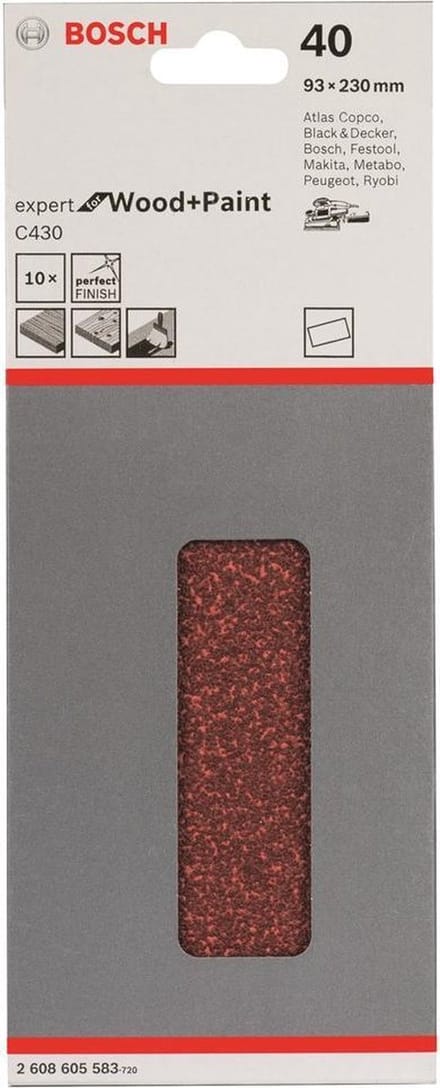 Bosch - 10-delige schuurbladset 93 x 230 mm, 40