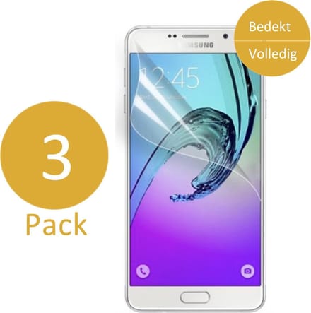 3x Screenprotector geschikt voor Samsung Galaxy A7 (2016) - Glas PET Folie Screenprotector Transparant 0.2mm 9H (Full Screen Protector)