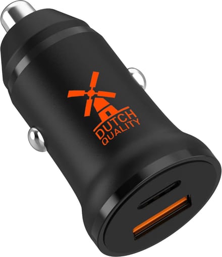 Dutch Quality® Autolader USB C en USB A - Auto oplader USB C - USB C autolader 2 poorten - Auto lader - Sigarettenaansteker USB C oplader auto - Snellader
