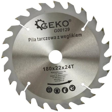 GEKO Cirkelzaagblad - TCT - 180 mm - 24T - Voor hout en kunststof