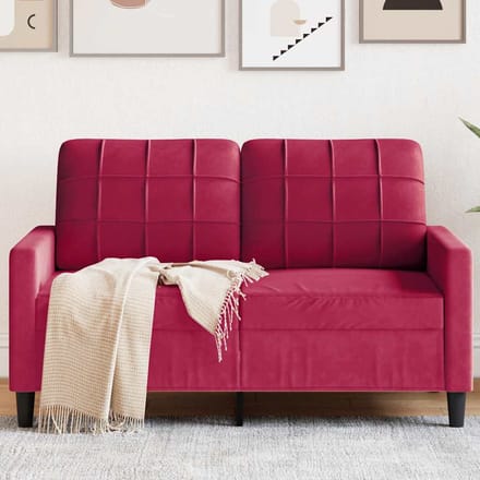 vidaXL - Tweezitsbank - 120 - cm - fluweel - wijnrood