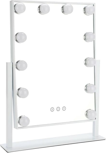Bright Beauty® Hollywood Make-up Spiegel – 30×41 cm – 360° Rotatie – Dimbaar – 3 Lichtkleuren LED – Smart Touch – Wit