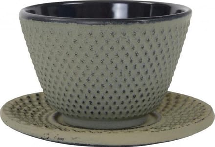 Tokyo Design Studio Arare Theekop en Schotel - 12 cl - grijsgroen