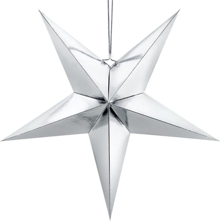 PartyDeco - Hanger Glimmende Ster Zilver (70 cm)