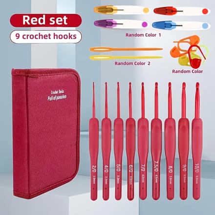 Zachte Grip Haaknaalden Set met Etui Roestvrij Staal Breinaalden voor Garen, Truien Inclusief Ergonomische Handvatten, Puntige Punten, Schaar