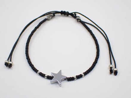 Colure® armband Miyuki glanzendzwart met symbool lucky star