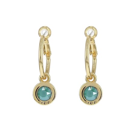 Biba Oorhangers Goud met gekleurde steen Groot Royal Green