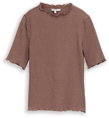 Tom Tailor Denim - Slim fit crinkle T-shirt - Maat XL - taupe brown