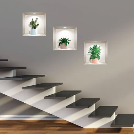 3D-stickers van kamerplanten en cactussen, 30 x 90 cm