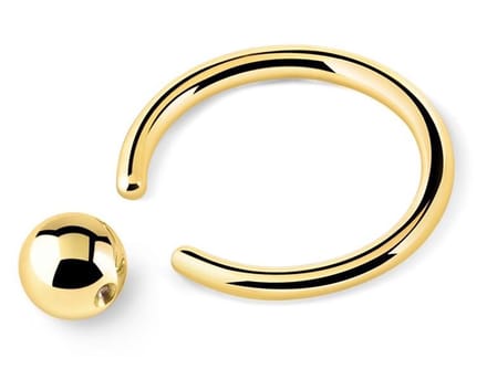 Goudkleurige Titanium 8 mm Ball Closure Ring (BCR) 1.2 mm. RH-Jewelry[High Quality Piercing]