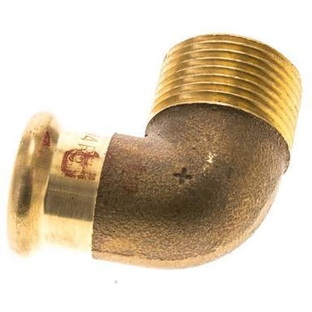 90 graden L-Perskoppeling - 18mm Persmof & R 3/4'' Buiseinde - Koperlegering