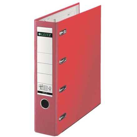 LEITZ® Dubbelmap 1012, 2 x A5, rugbreedte 75 mm, precisiehefboommechanisme, vak voor rugetiket, vingergat, polypropyleen, rood, 1 st.