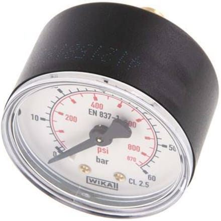 0..60 Bar Manometer Achteraansluiting Kunststof/Messing 50 mm Klasse 2.5