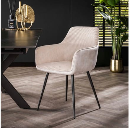 Eetkamerstoel Kreta Ribstof - Gebroken wit | Meubelplaats - eetkamerstoelen set van 2