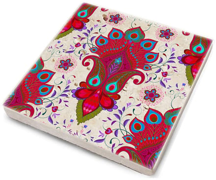 Asir - Onderzetter - 4 Stuks - Veelkleurig - 10 x 10 x 1 cm
