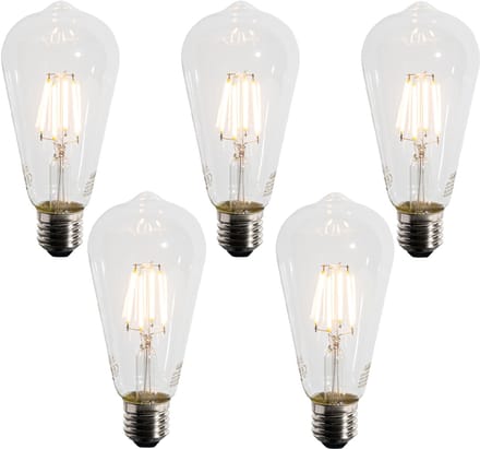 LUEDD Set van 5 E27 LED lamp ST64 schemersensor 4W 400 lm 2200K