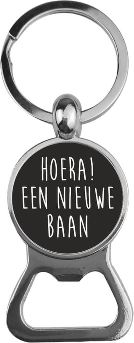 Bieropener Glas -  Hoera Een Nieuwe Baan